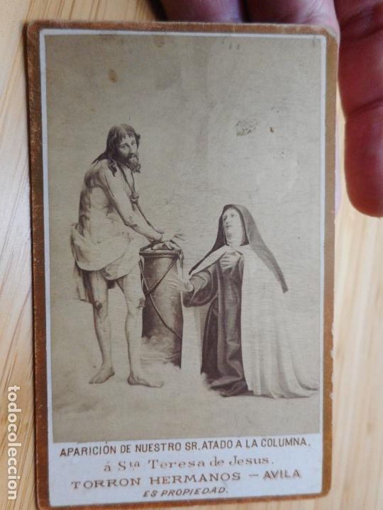 Fotograf&iacute;a antigua: ANTIGUA FOTOGRAFIA APARICION NUESTRO SE&Ntilde;OR ATADO COLUMNA SANTA TERESA JESUS.FOTO TORRON AVILA S.XIX