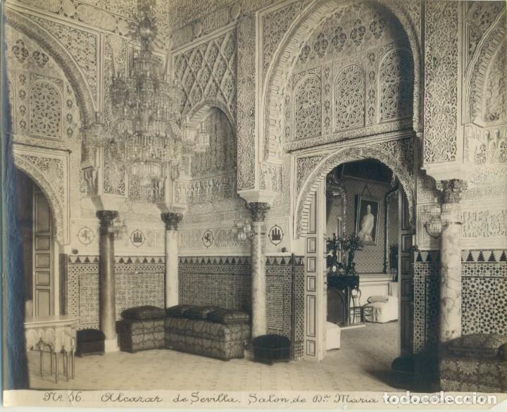 Fotografia antica: ALCAZAR DE SEVILLA. SALON DE DO&Ntilde;A MARIA DE PADILLA. E. BEAUCHY. H. 1885. GRAN TAMA&Ntilde;O.