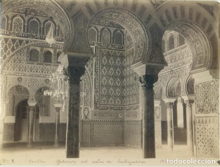 Antique Photography: SEVILLA. ALC&Aacute;ZAR. INTERIOR SAL&Oacute;N EMBAJADORES. FOTO E. BEAUCHY. HACIA 1885. GRAN TAMA&Ntilde;O.