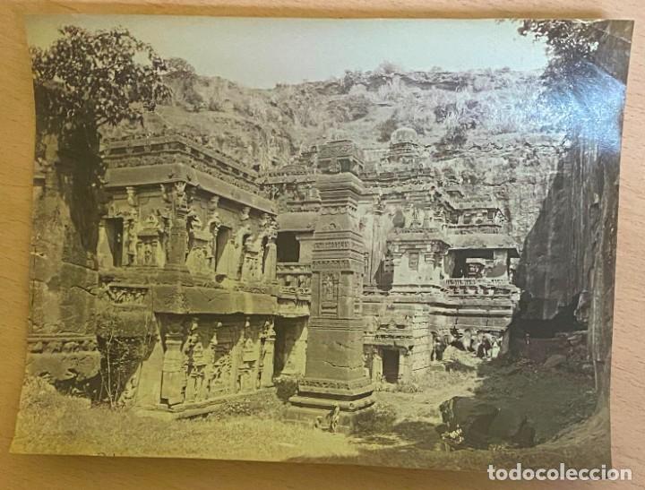 Fotografia antica: FOTOGRAFIA ALBUMINA 1870 DE LA INDIA, TEMPLO DE KAILASA, CUEVA DE ELLORA, MIDE 23,5 X 18 CMS. EXCEPC