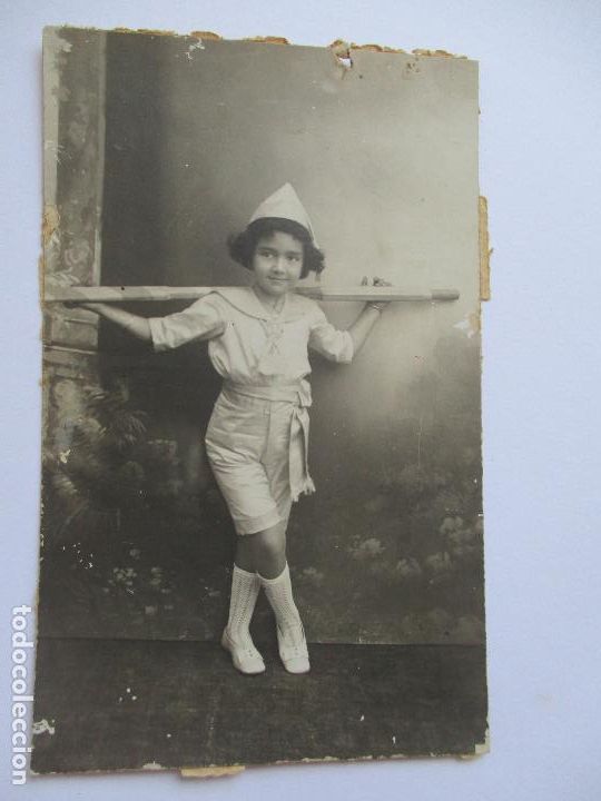 Antique Photography: ANTIGUA FOTOGRAF&Iacute;A DE: NI&Ntilde;A -S/F- 12 X 7 CM.-PEGADA A CARETULINA