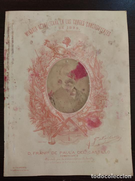 Fotografia antica: MINORIA REPUBLICANA CORTES CONSTITUYENTES 1869-FRANCISCO DE PAULA -DIPUTADO SEVILLA -(H-152)