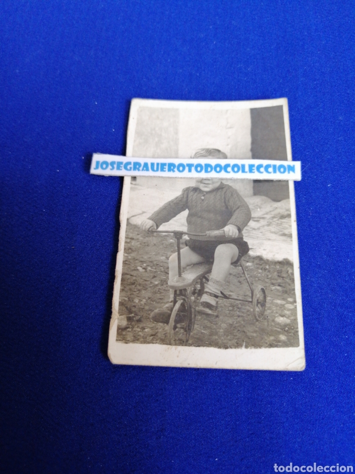 Fotograf&iacute;a antigua: BICICLETA ANTIGUA CON NI&Ntilde;O MODELO A&Ntilde;O 1942 GUADASUAR FOTOGRAF&Iacute;A ANTIGUA