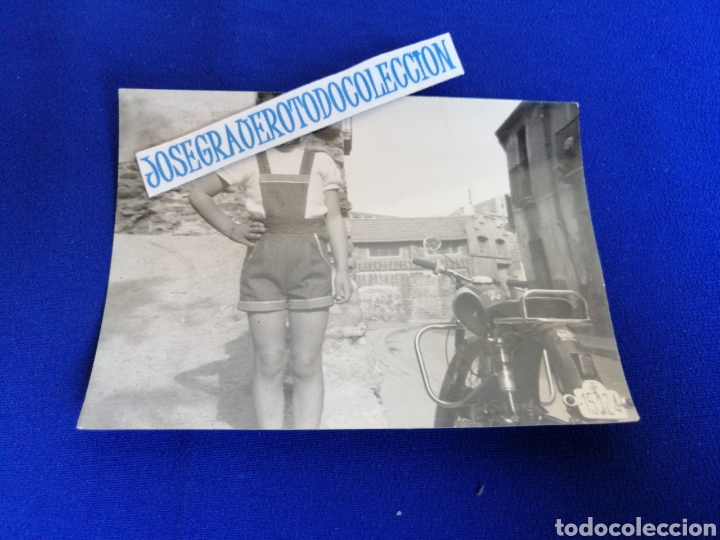 Photographie ancienne: MOTO CON NI&Ntilde;A MODELO FOTOGRAF&Iacute;A ANTIGUA