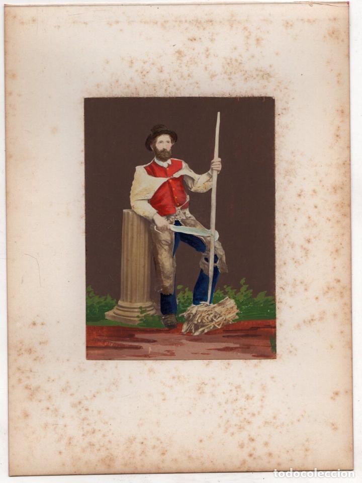 Fotografia antica: FOTOGRAFIA ALBUMINA COLOREADA DE TIPOS ITALIA. HOMBRE DE MONTA&Ntilde;A. C. 1870