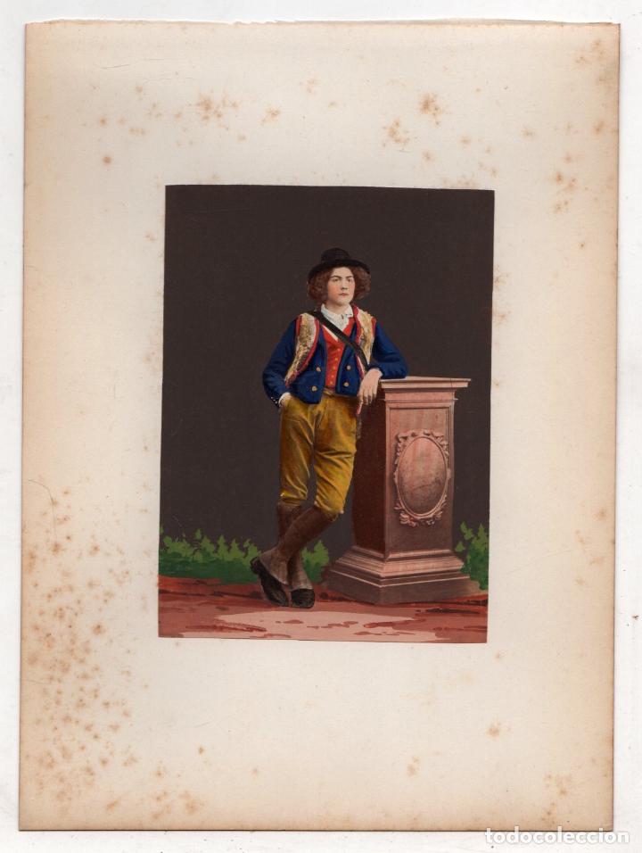 Fotografia antica: FOTOGRAFIA ALBUMINA COLOREADA DE TIPOS ITALIA. JOVEN PASTOR. C. 1870