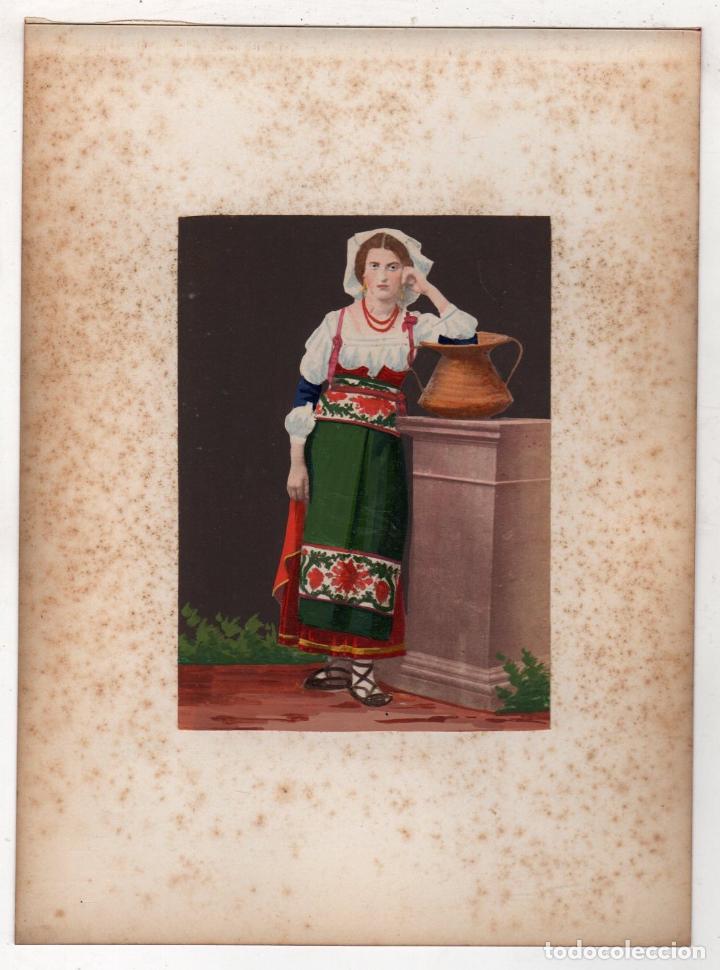 Fotografia antica: FOTOGRAFIA ALBUMINA COLOREADA DE TIPOS ITALIA. RETRATO DE MUJER. C. 1870