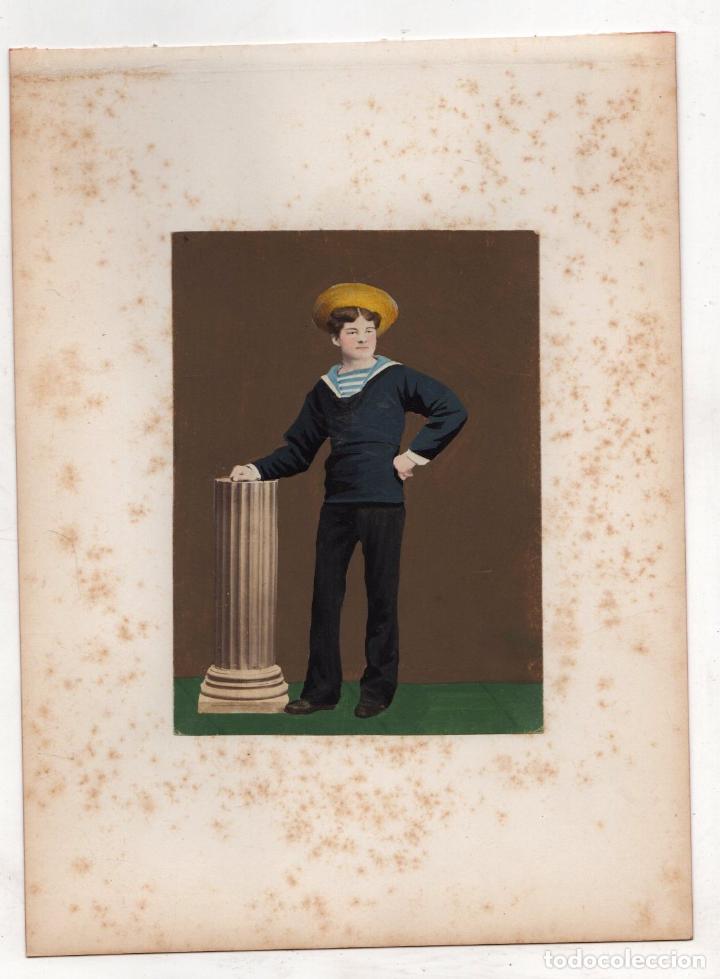 Fotografia antica: FOTOGRAFIA ALBUMINA COLOREADA DE TIPOS ITALIA. RETRATO DE JOVEN. C. 1870