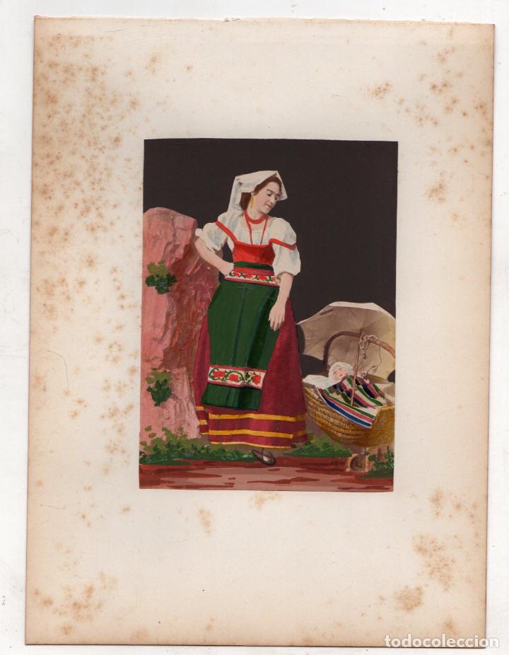 Fotografia antica: FOTOGRAFIA ALBUMINA COLOREADA DE TIPOS ITALIA. RETRATO DE MUJER CAMPESINA. C. 1870