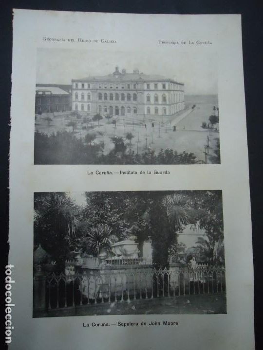 Fotograf&iacute;a antigua: DOCUMENTO FOTOGR&Aacute;FICO INSTITUTO DE LA GUARDA Y SEPULCRO DE JOHN MOORE 1900 GEOGRAFIA GALICIA F. CARR