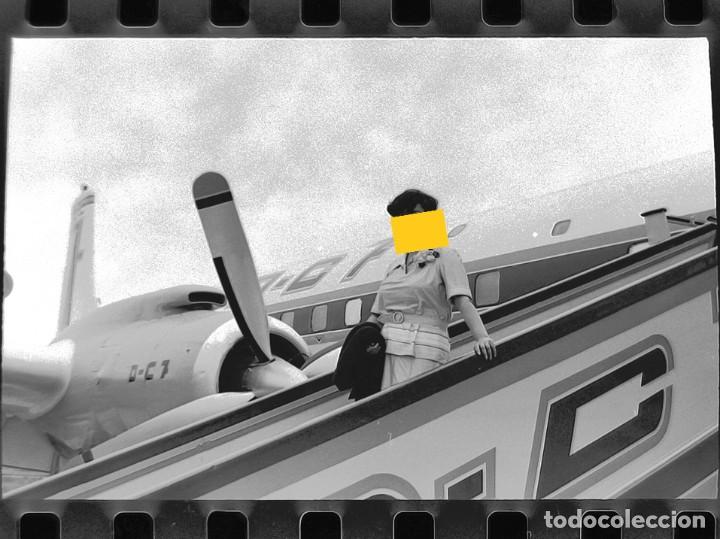Fotografia antica: Antiguo negativo o clich&eacute; de fotograf&iacute;a. Avi&oacute;n Douglas DC-7. A&ntilde;os 60.