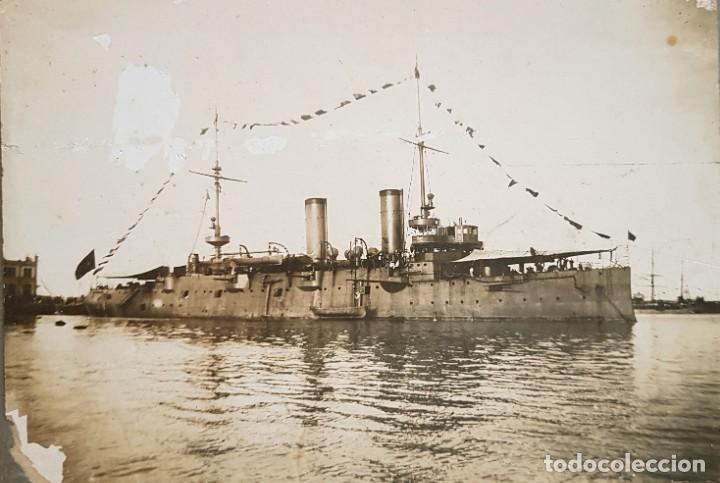 Fotografia antica: Barco. Crucero acorazado &rdquo;Princesa de Asturias&rdquo; o &rdquo;Catalu&ntilde;a&rdquo;
