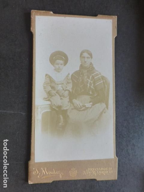 Alte Fotografie: MADRID J. MENDEZ FOTOGRAFO RETRATO DE NI&Ntilde;O CON NI&Ntilde;ERA HACIA 1900 9 X 16,5 CMTS