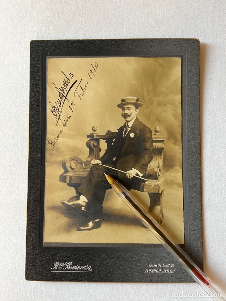 Antique Photography: BARTOLOM&Eacute; BENINCASA, fot&oacute;grafo.. Se&ntilde;or con Canotier y Baston.. BUENOS AIRES (a.1910)
