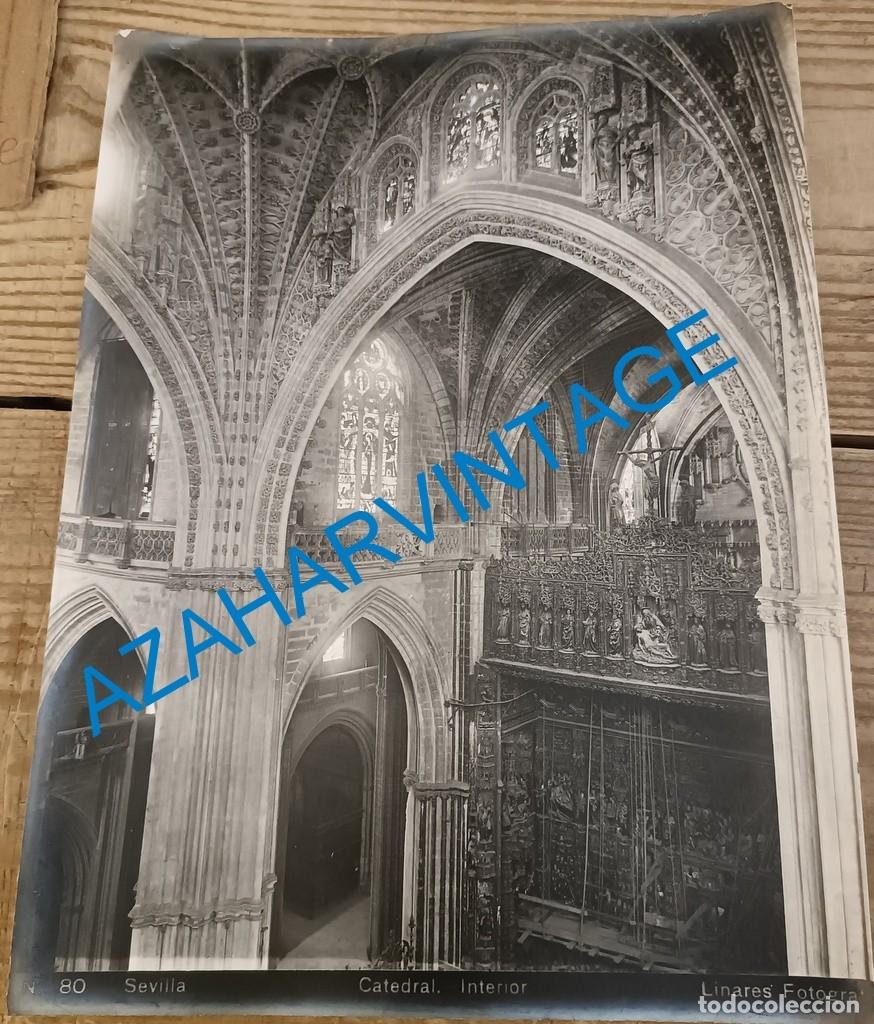 Fotografia antica: SEVILLA, ALBUMINA INTERIOR CATEDRAL DE SEVILLA, FOT.LINARES, 23X17 CMS