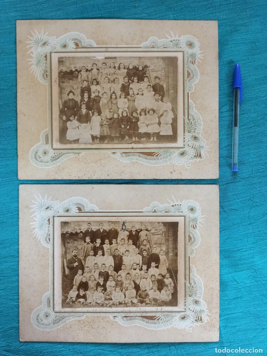 Antique Photography: 2 Antiguas postales de escolares. A identificar. Principio de S. XX.
