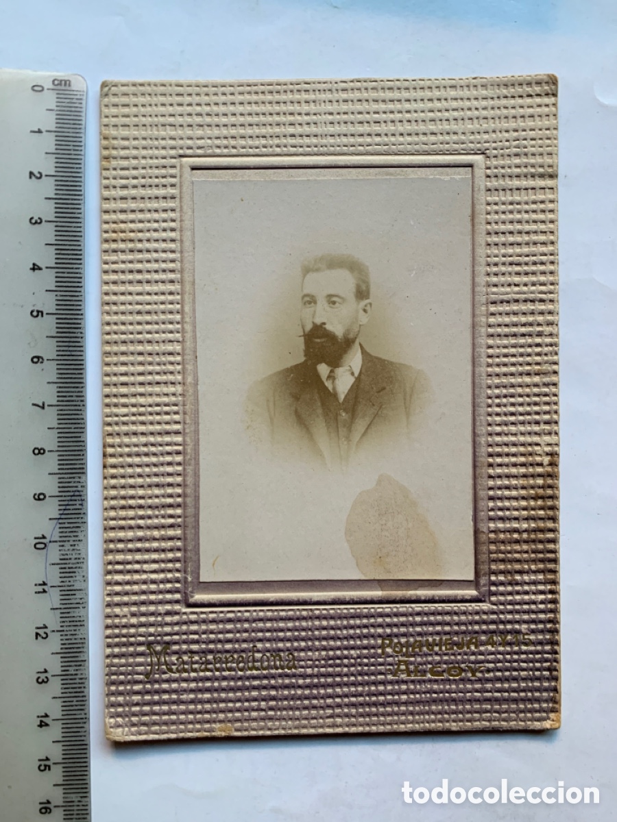 Fotograf&iacute;a antigua: FOTO ALBUMINA. RETRATO DEL SE&Ntilde;OR. MATARREDONA, FOT&Oacute;GRAFO. ALCOY. ALICANTE.