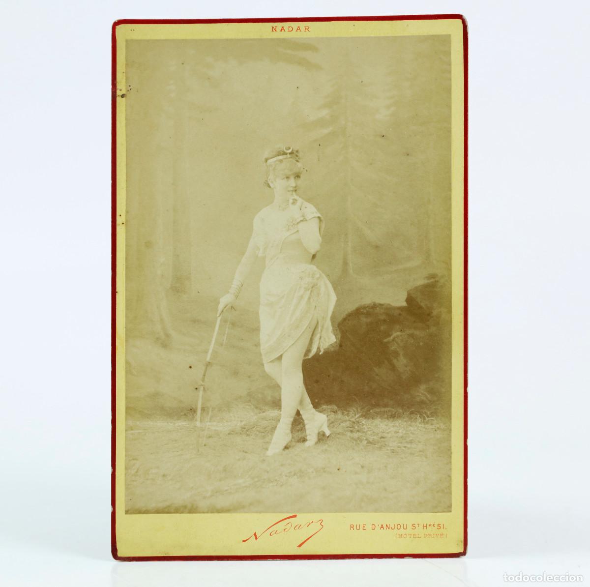 Fotografia antica: CANTANTE O ACTRIZ DE TEATRO POR IDENTIFICAR, FOTO: NADAR. CABINET CARD 10,5X16,5CM.