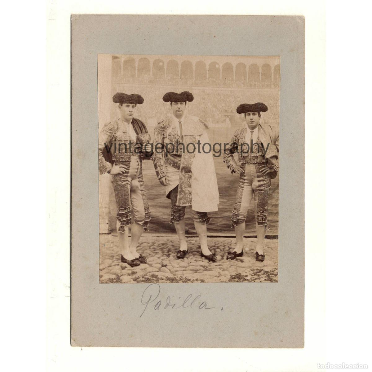 Fotograf&iacute;a antigua: PADILLA - TOREROS - ESPA&Ntilde;A SIGLO XIX. FOTOGRAF&Iacute;A 10X12,5 CM. SOPORTE: 13X18,5CM.