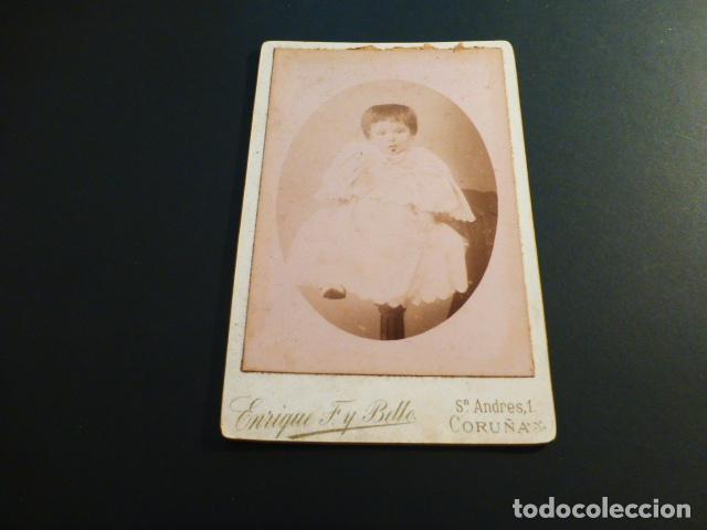Fotografia antica: CORU&Ntilde;A RETRATO NI&Ntilde;O PEQUE&Ntilde;O ENRIQUE F. Y BELLO FOT&Oacute;GRAFO ANTIGUA FOTOGRAFIA 16,5 X 11 CM