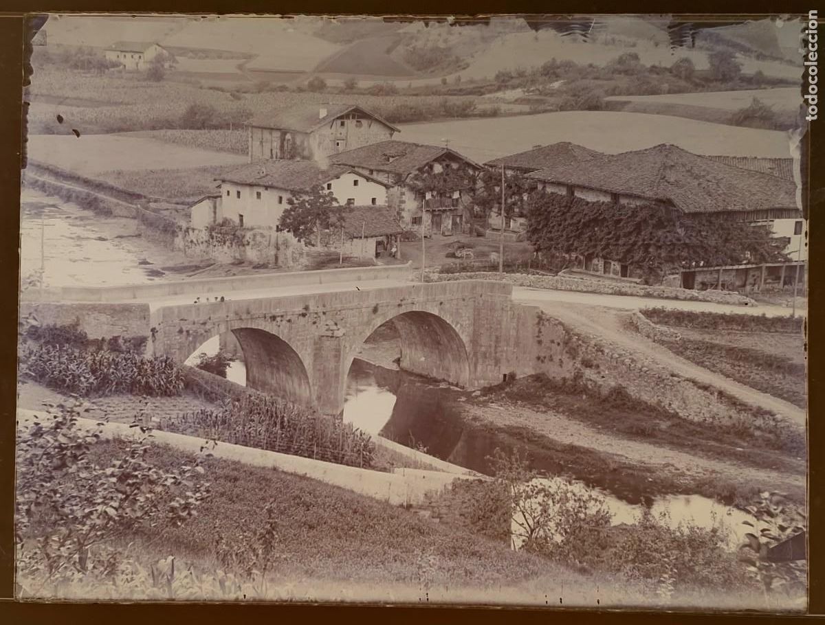 Antique Photography: FOTOGRAFIA DE BERRIATUA (VIZCAYA) NEGATIVO EN CRISTAL, PUENTE DE BERRIATUA 1906, LA HEMOS POSITIVADO