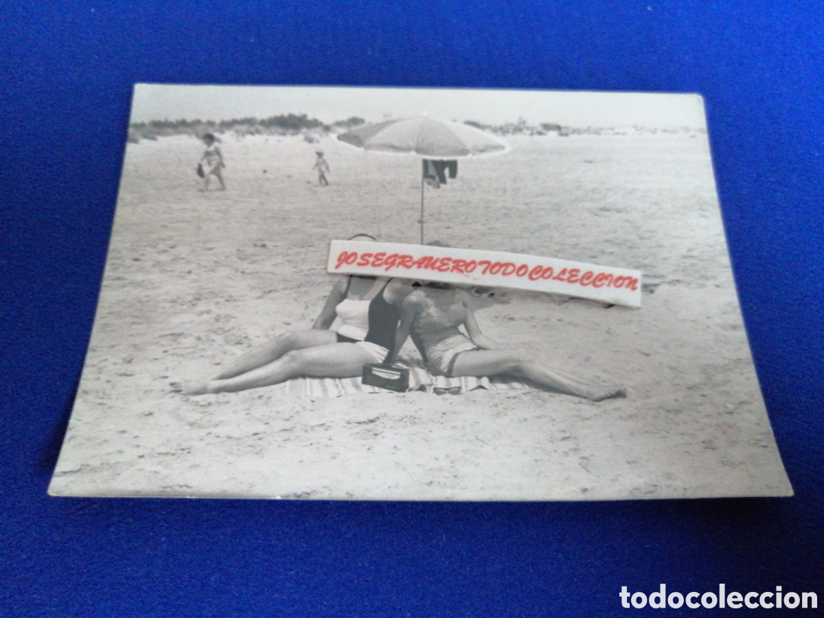 Alte Fotografie: PLAYA MODELOS EN BA&Ntilde;ADOR FOTOGRAF&Iacute;A ANTIGUA CON SELLO FOTOGRAFICO