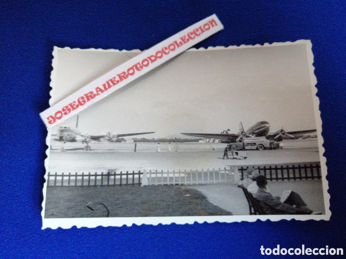 Fotografia antica: AEROPUERTO AVION EN PISTA FOTOGRAF&Iacute;A ANTIGUA