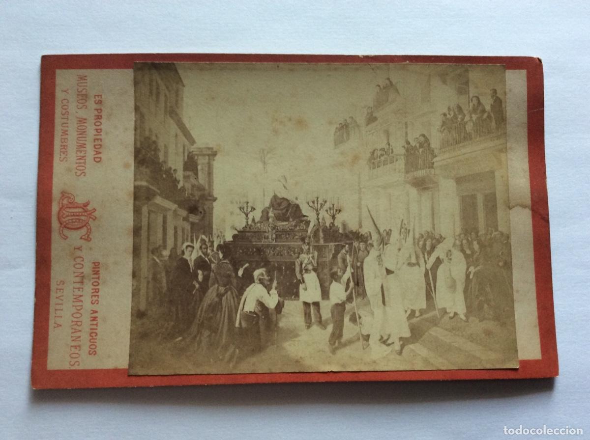 Fotografia antica: FOTO ALBUMINA CABINET 10&rsquo;5x16&rsquo;5 CMS PASO S. ELIAS HERMANDAD MONTSERRAT M. CABRAL BEJARANO SEVILLA