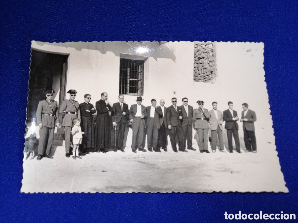 Fotograf&iacute;a antigua: VALDEMECA - VILLARES DEL SAZ (CUENCA) GUARDIA CIVIL CON CURAS FOTOGRAF&Iacute;A ANTIGUA SELLO FOTOGRAFICO