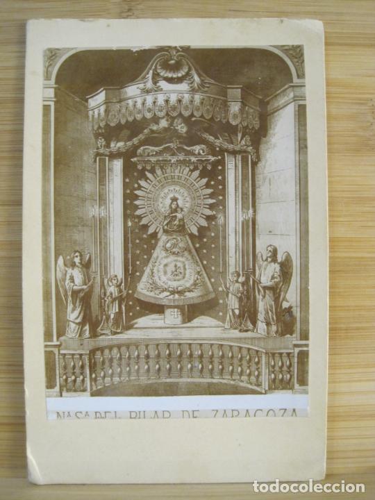 Fotografia antica: NUESTRA SE&Ntilde;ORA DEL PILAR DE ZARAGOZA-FOTOGRAFIA ANTIGUA ALBUMINA-VER FOTOS-(K-9291)