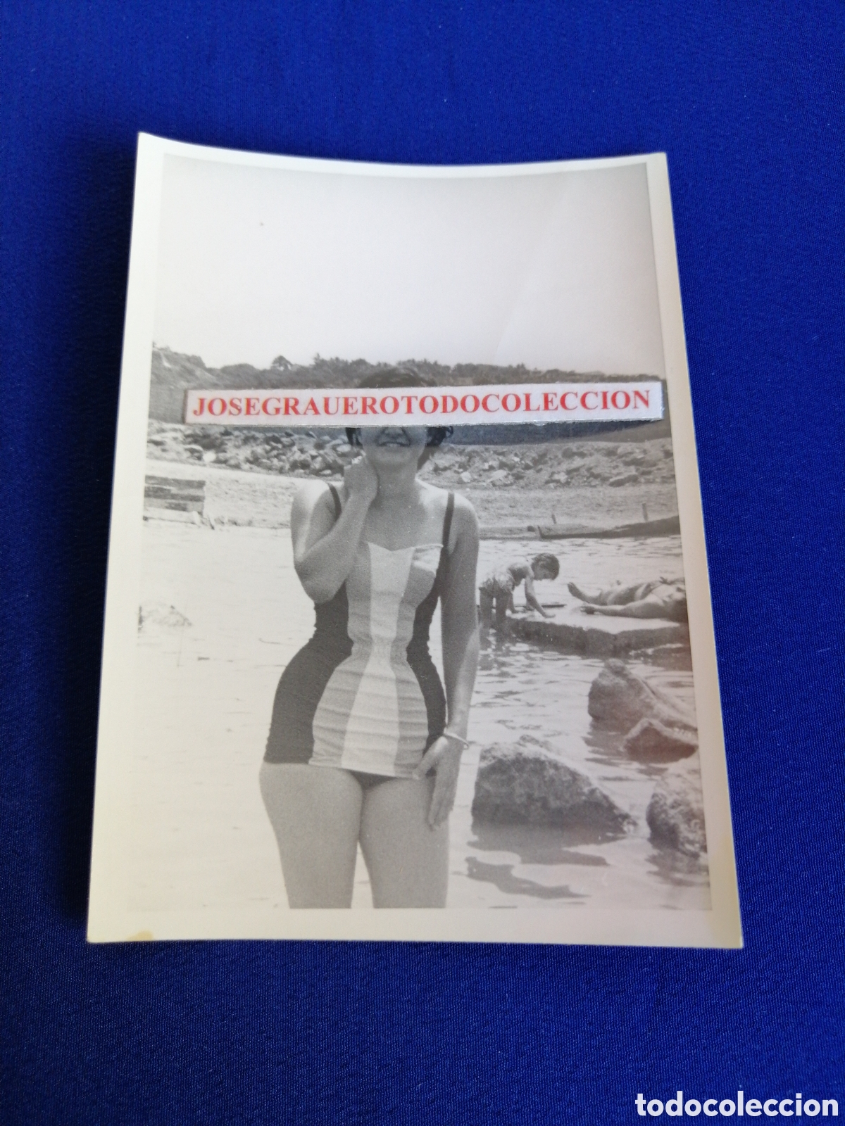 Fotografia antica: MODELO EN BA&Ntilde;ADOR POSANDO PLAYA FOTOGRAF&Iacute;A ANTIGUA