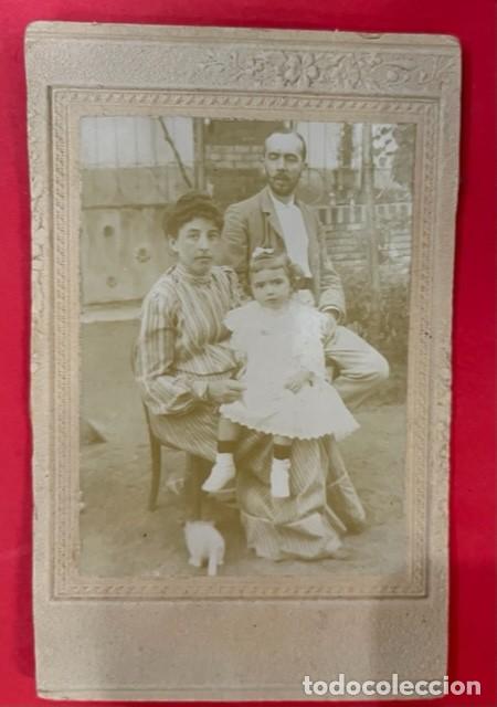 Fotografia antiga: FOTOGRAFIA S. XIX DE PAREJA, PAPAS CON NI&Ntilde;A Y GATO, SIN IDENTIFICAR. ALBUMINA