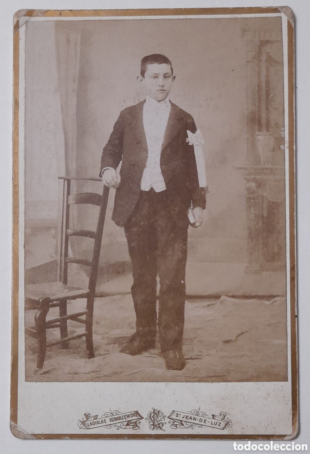 Antique Photography: SAINT- JEAN- DE- LUZ. Foto de primera comuni&oacute;n de ni&ntilde;o en el estudio de LADISLAS KONARZEWSKI.