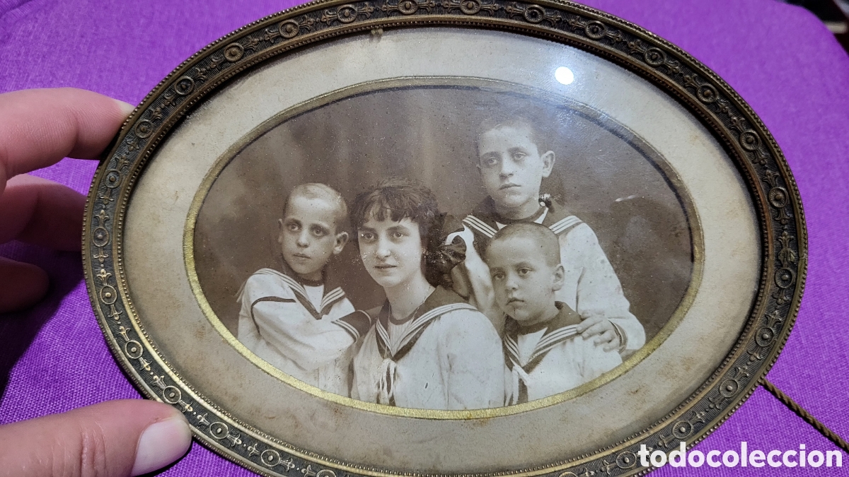 Fotografia antica: Fotograf&iacute;a antigua enmarcada marco bronce