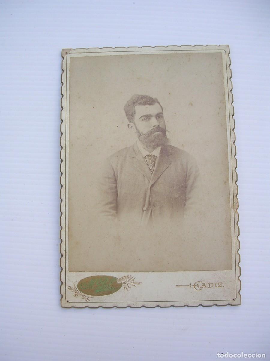 Antique Photography: FOTO, FOTOGRAFIA ANTIGUA ALBUMINA, RETRATO, SE&Ntilde;OR CON BIGOTE, FOTOGRAFO, M. POL, CADIZ