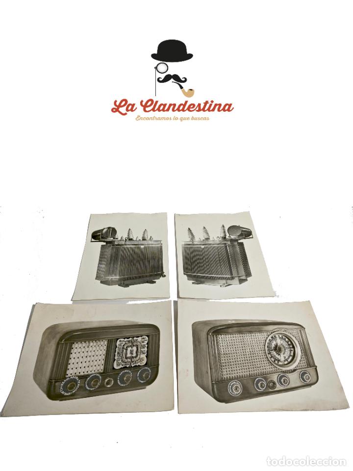 Antique Photography: Lote de 4 fotograf&iacute;as de radios antiguas y transformadores. 24x17,5 cm. Circa 1920-30