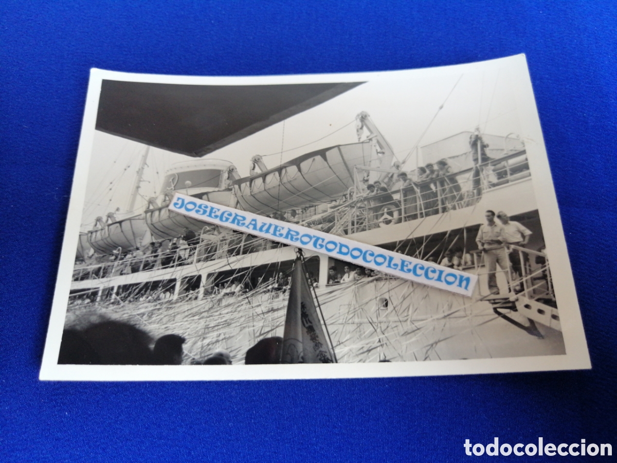 Alte Fotografie: BARCO CUBIERTA RECIBIMIENTO FOTOGRAF&Iacute;A ANTIGUA