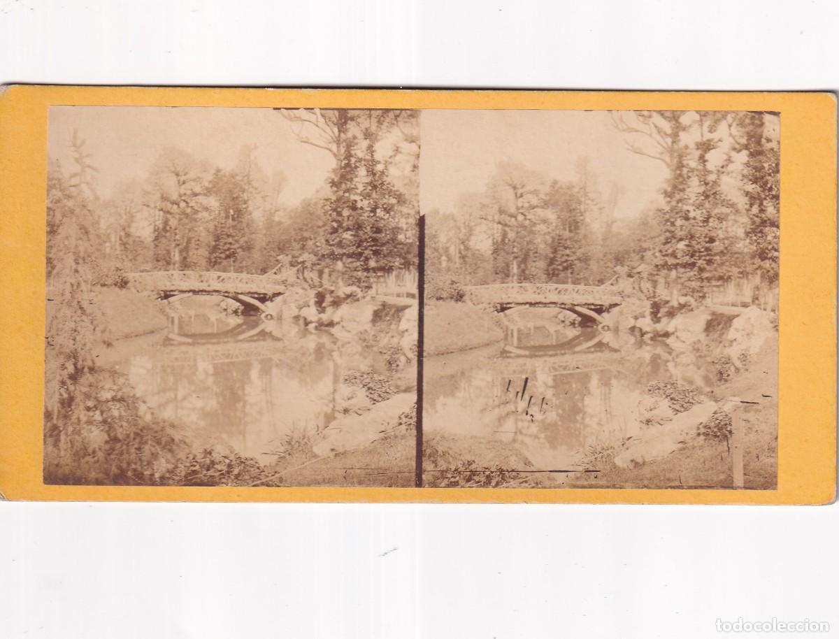 Antique Photography: Estereosc&oacute;pica alb&uacute;mina. Paris Puente Boulogne. No figura fot&oacute;grafo.