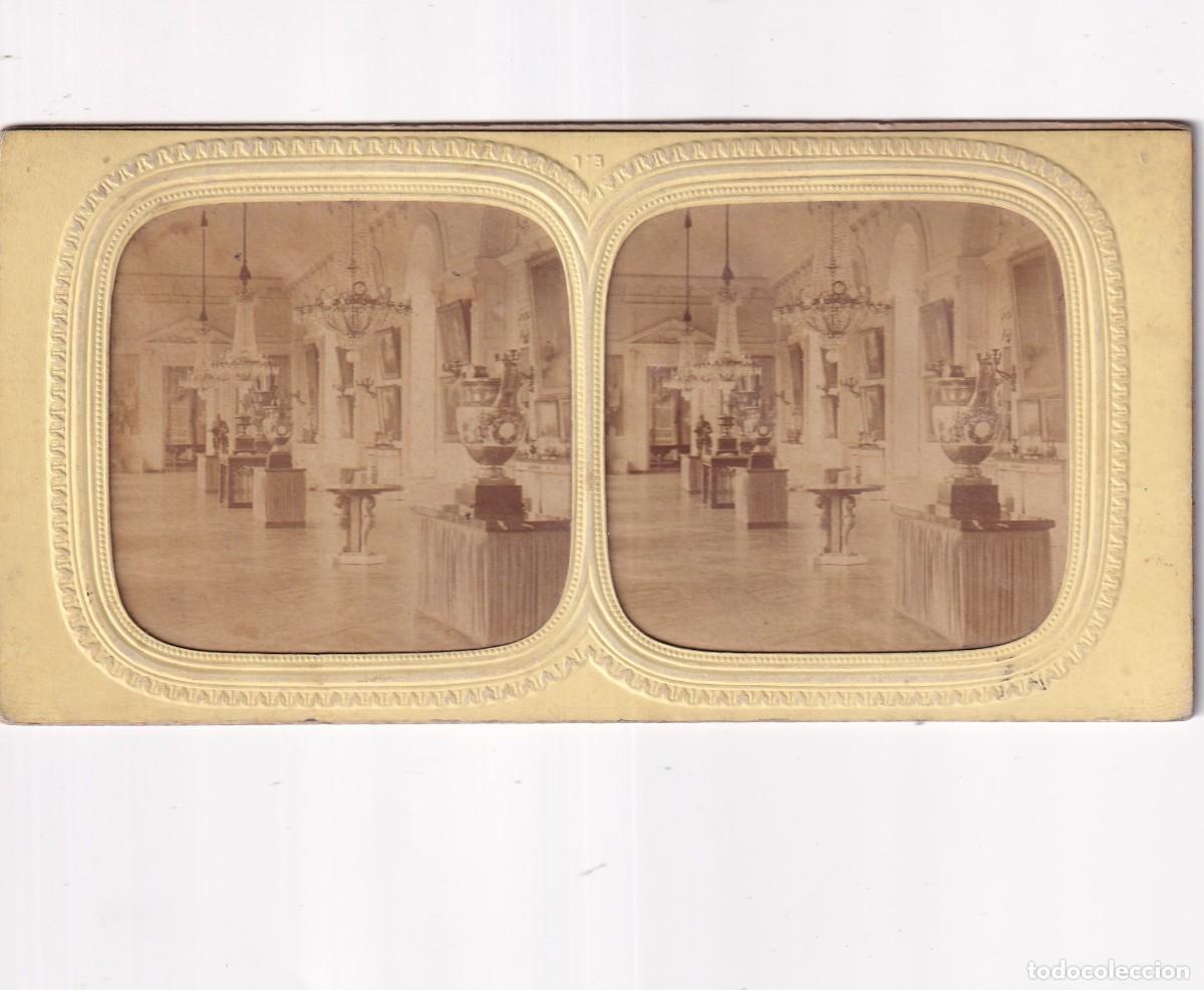 Antique Photography: Estereosc&oacute;pica alb&uacute;mina tissue transparente. Paris Versalles. Una galer&iacute;a