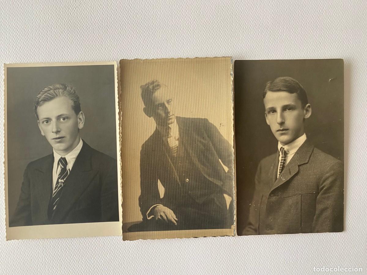 Fotografia antica: Lote de 3 fotograf&iacute;as antiguas en blanco y negro. Retratos de hombres. Formato postal.