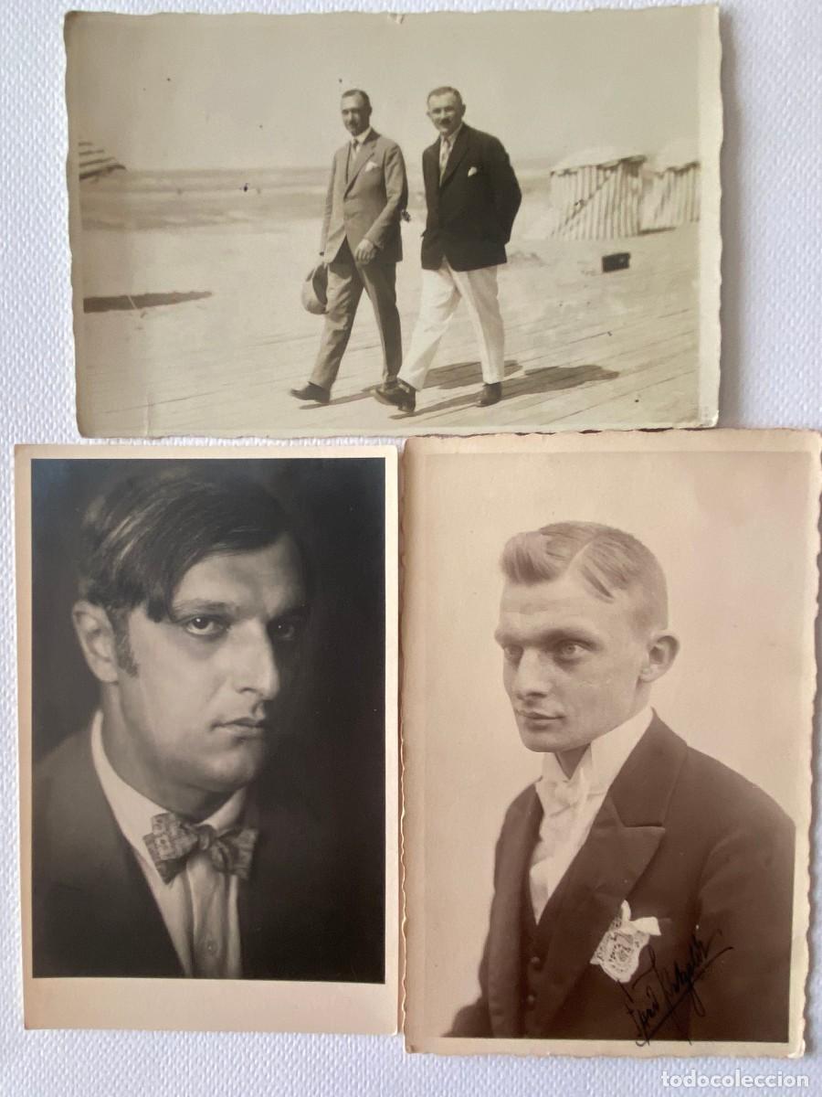 Fotografia antica: Lote de 3 fotograf&iacute;as antiguas en blanco y negro. Retratos de hombres. Formato postal.