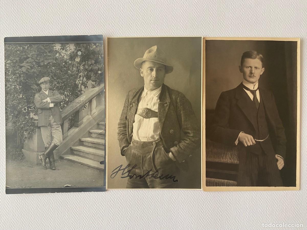 Fotografia antica: Lote de 3 fotograf&iacute;as antiguas en blanco y negro. Retratos de hombres. Formato postal.