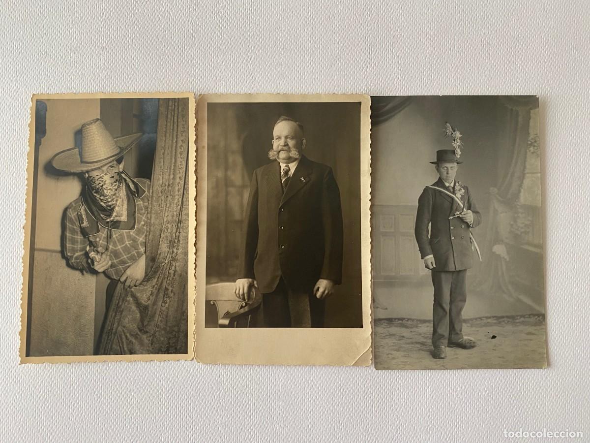 Fotografia antica: Lote de 3 fotograf&iacute;as antiguas en blanco y negro. Retratos de hombres. Formato postal.