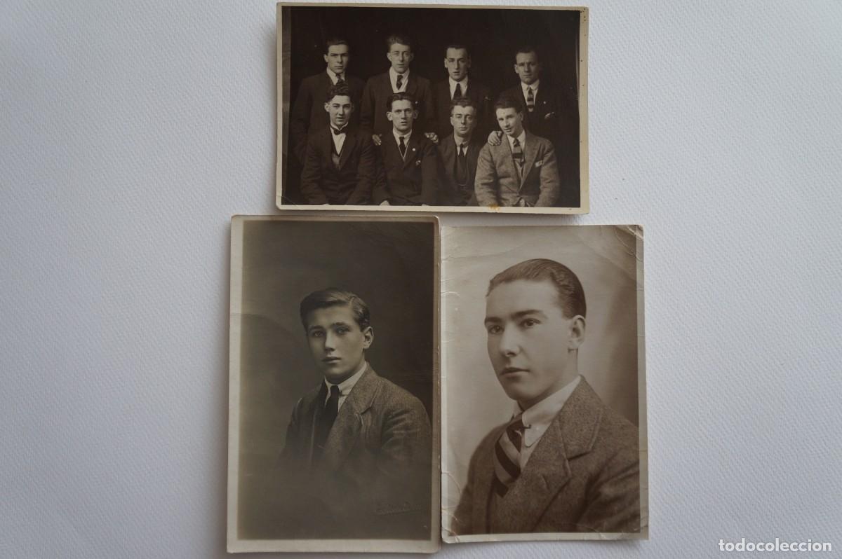 Photographie ancienne: Lote de 3 fotograf&iacute;as antiguas en blanco y negro. Retratos de hombres. Formato postal.