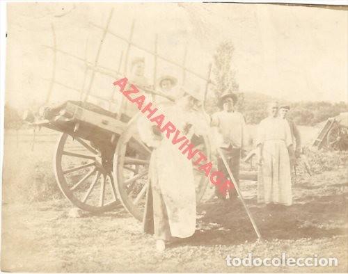 Antique Photography: SIGLO XIX, ALBUMINA, ESCENA CAMPESTRE, LABRADORES JUNTO AL CARRO, 110X88MM