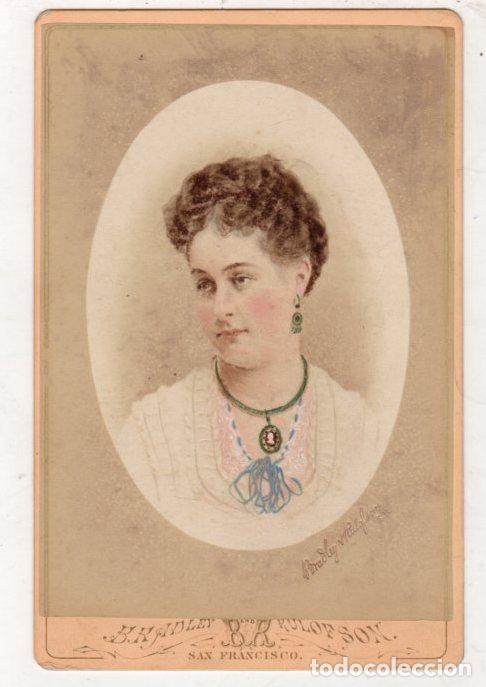 Fotografia antica: FOTOGRAFIA ALBUMINA COLOREADA BRADLEY AND RULOFSON. SAN FRANCISCO. 1832. CABINET CARD
