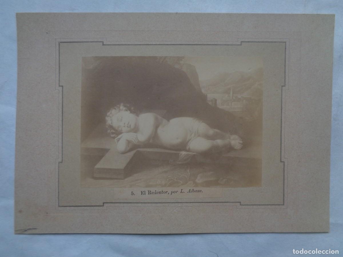 Fotograf&iacute;a antigua: ALBUMINA DE IMAGEN DEL NI&Ntilde;O JESUS : EL REDENTOR , DE L. ALBANE . DEL SIGLO XIX ..... 15 X 22 CM