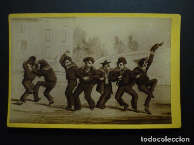 Fotografia antica: MARINOS BROMEANDO DIBUJO ALBUMINA SOBRE CARTON 11 X 17 CMTS