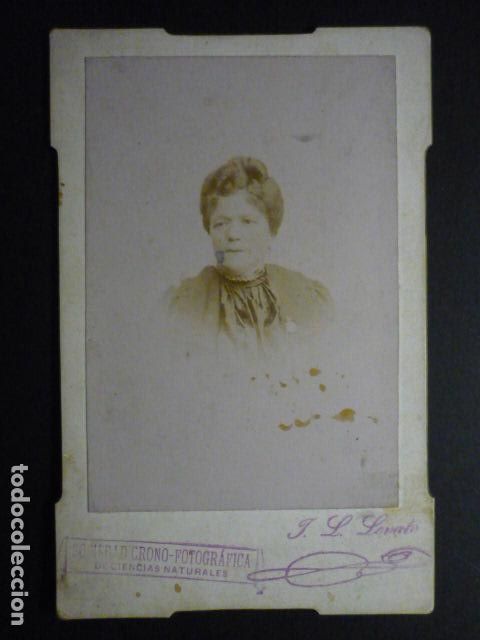 Fotografia antica: RETRATO DE MUJER J. L. LEVATO FOTOGRAFO ALBUMINA 11 X 17 CMTS
