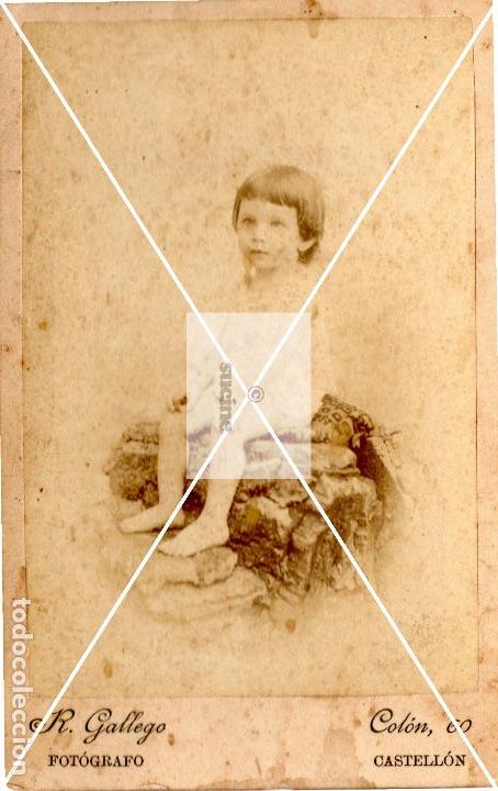 Fotograf&iacute;a antigua: FOTOGRAFIA DE ESTUDIO DE NI&Ntilde;A DEL FOTOGRAFO R. GALLEGO CASTELLON ALBUMINA TAMA&Ntilde;O 10X16